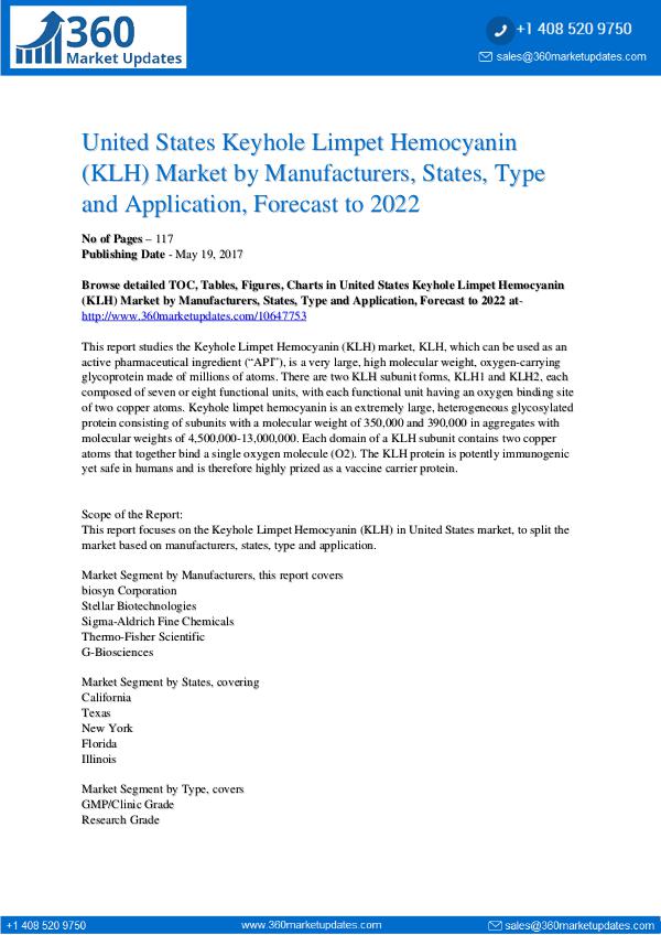 Reports- Keyhole Limpet Hemocyanin (KLH) Market