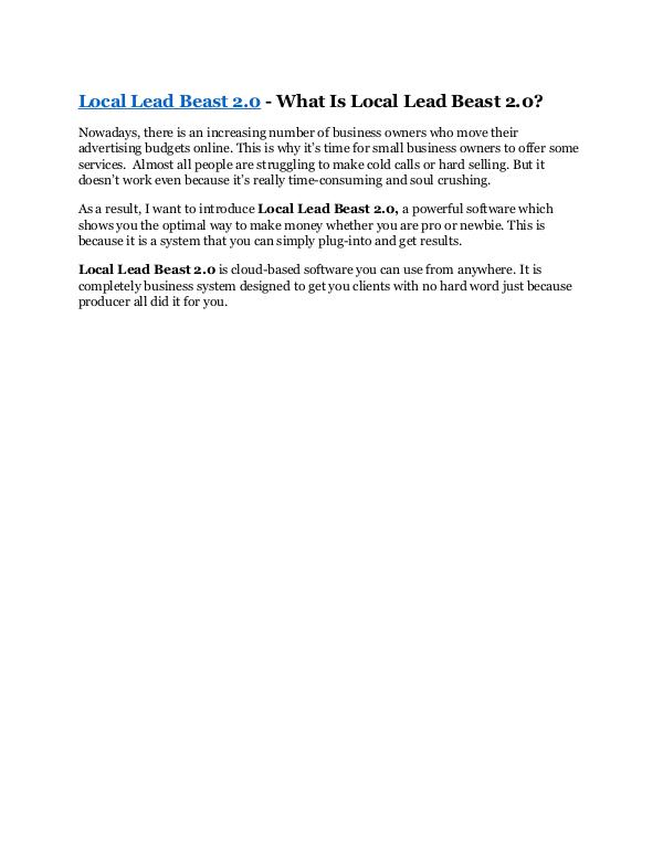MARKETING Local Lead Beast 2.0 Review and $30000 Bonus - Loc