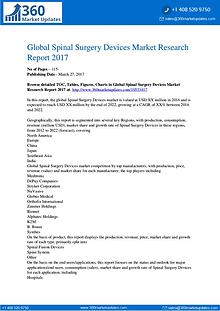 Spinal Surgery Devices Market Sales Outlook; Up-to-date Development