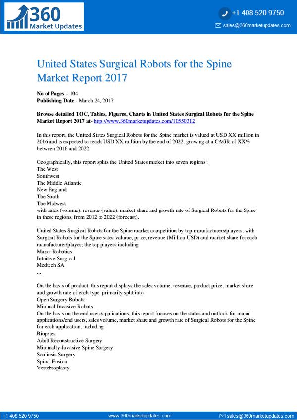 US Surgical Robots for the Spine Market Analysis and Prediction Surgical Robots for the Spine Market