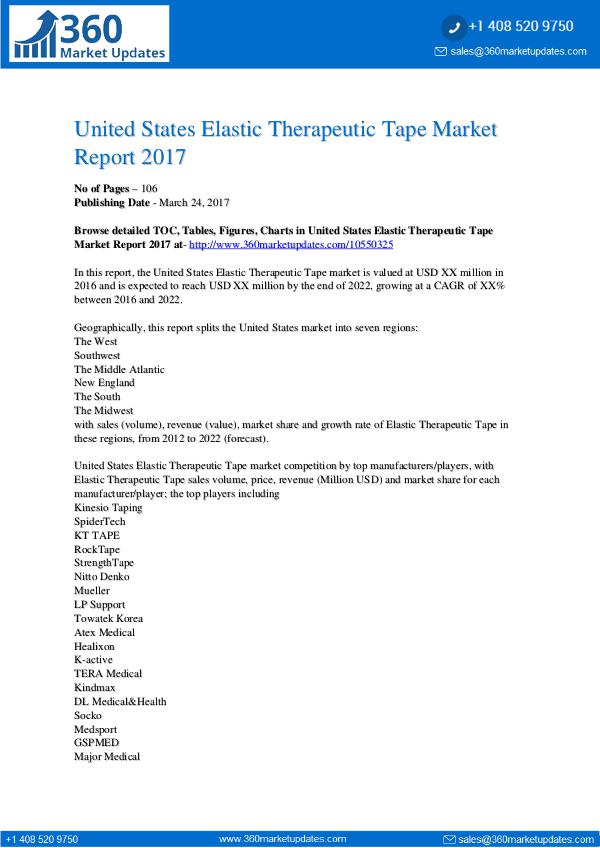 US Elastic Therapeutic Tape Market 2017-2021: CAGR, Drivers US Elastic Therapeutic Tape Market