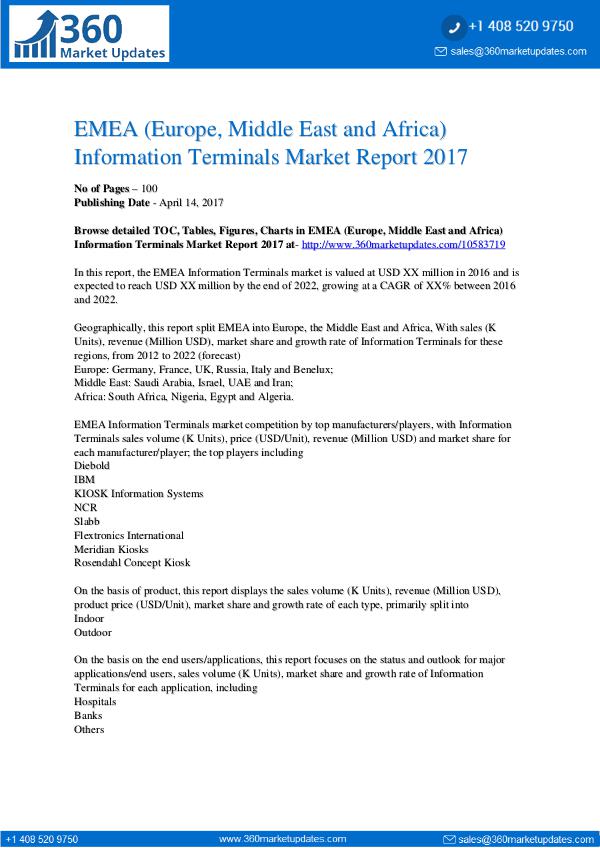EMEA Information Terminals Market by Product Types, Application Information Terminals Market Analysis