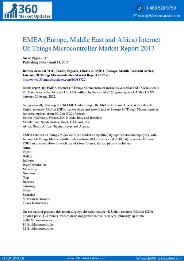EMEA Internet Of Things Microcontroller Market by Product Types EMEA Internet Of Things Microcontroller Market