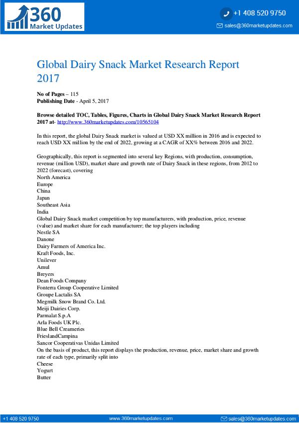 My first Magazine Global-Dairy-Snack-Market-Research-Report-2017