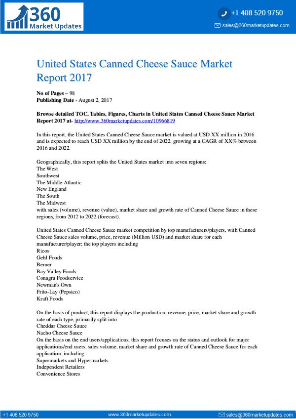 My first Magazine Canned-Cheese-Sauce-Market-Report-2017