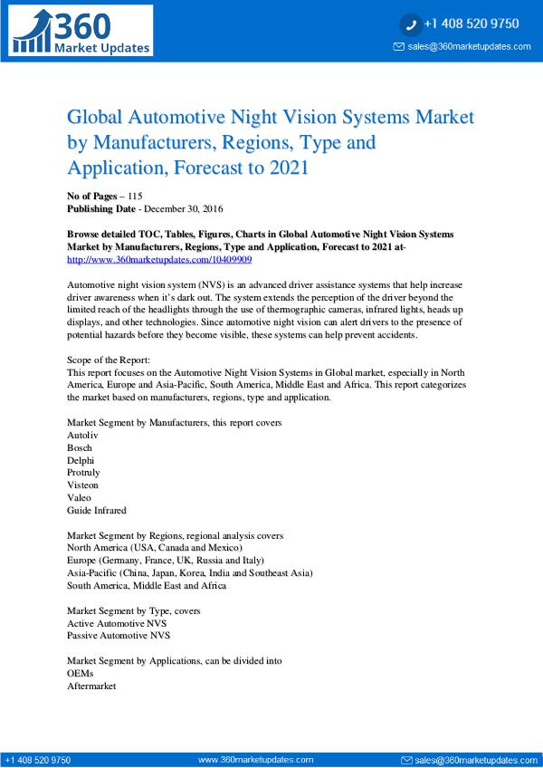 Amar Patil PDF Global Automotive Night Vision Systems Market by M