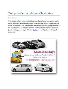 Taxi provider in Udaipur- taxi rates
