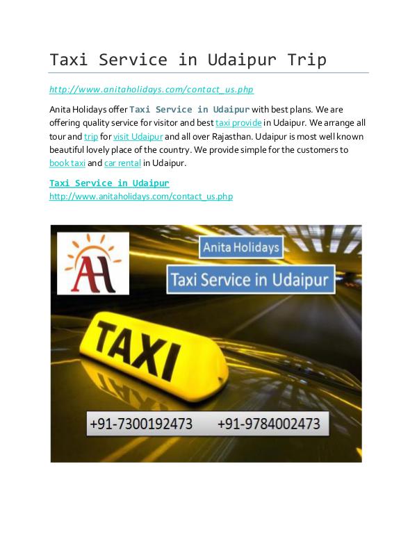 Udaipur Taxi Service Taxi Service in Udaipur Trip