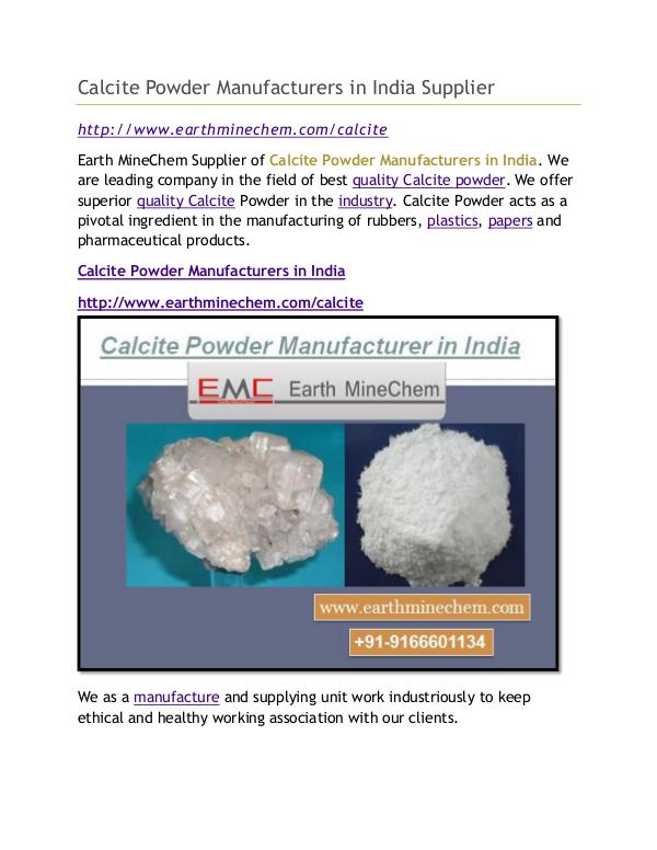 Calcite Powder Manufacturer in India Calcite Powder Manufacturers in India Supplier