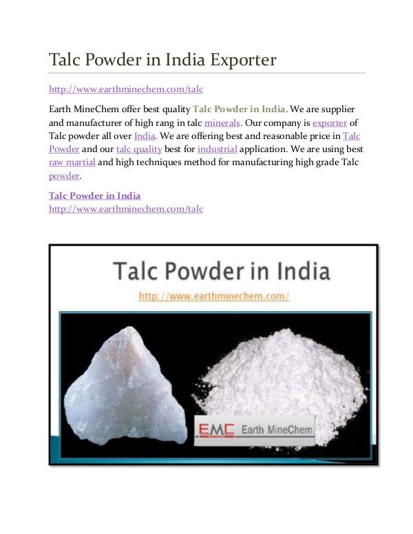 Talc powder in India Talc Powder in India Exporter