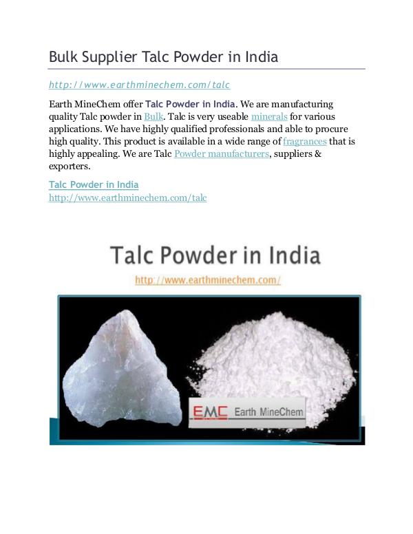 Bulk Supplier Talc Powder in India