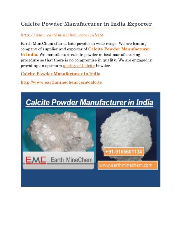 Calcite Powder Manufacturer in India Calcite Powder Manufacturer in India Exporter