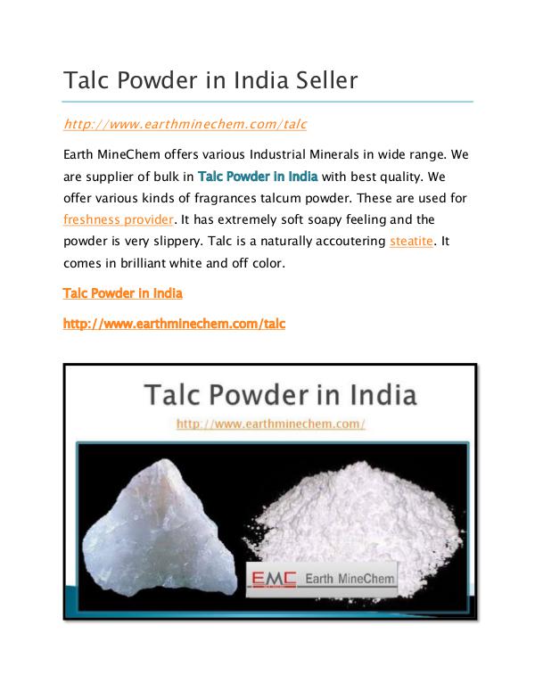 Talc Powder in India Seller