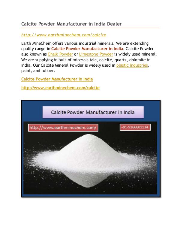 Calcite Powder Manufacturer in India Dealer