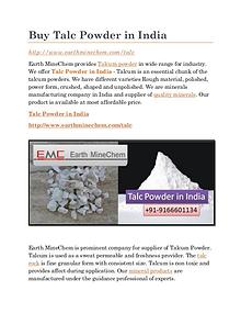 Talc powder in India