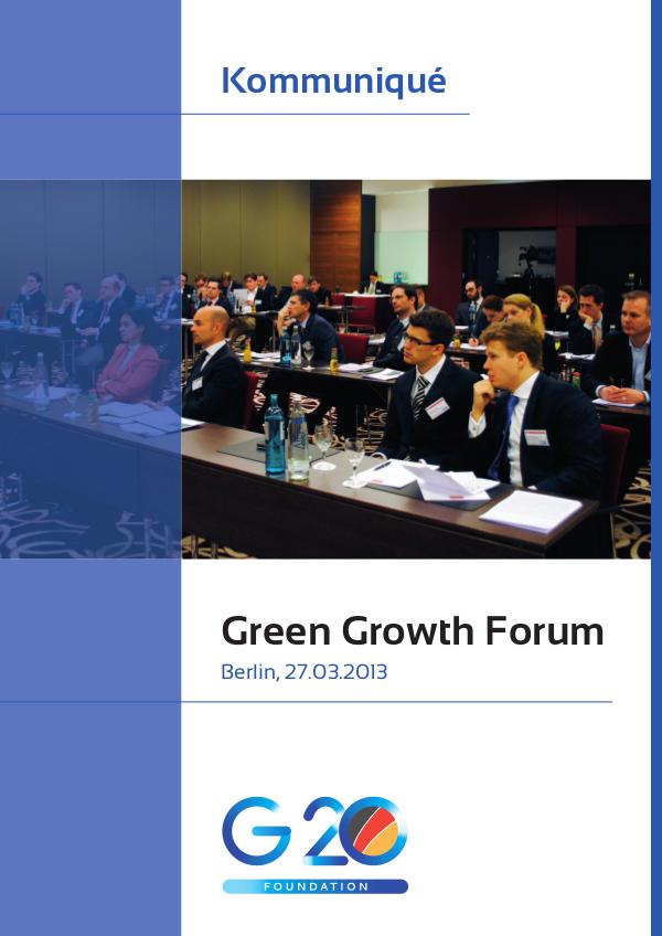 G20 Foundation Research Green Growth Forum Communique