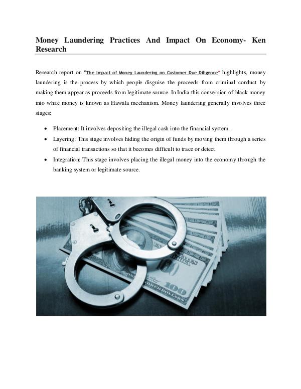 Market Research Report Impact Of Money Laundering On Customer Due Diligen