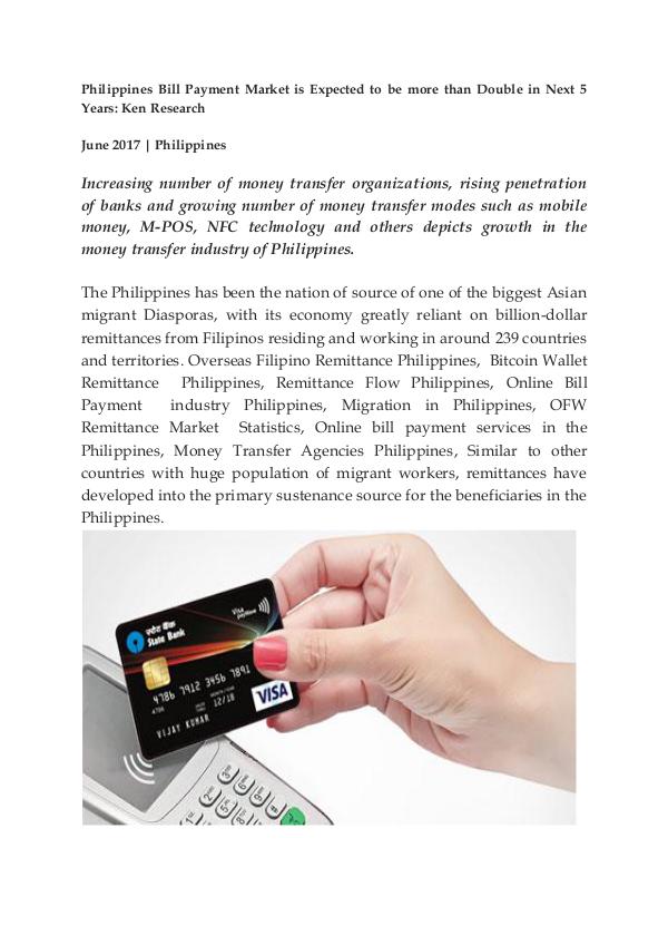 Market Research Report Overseas Filipino Remittance Philippines,Migration