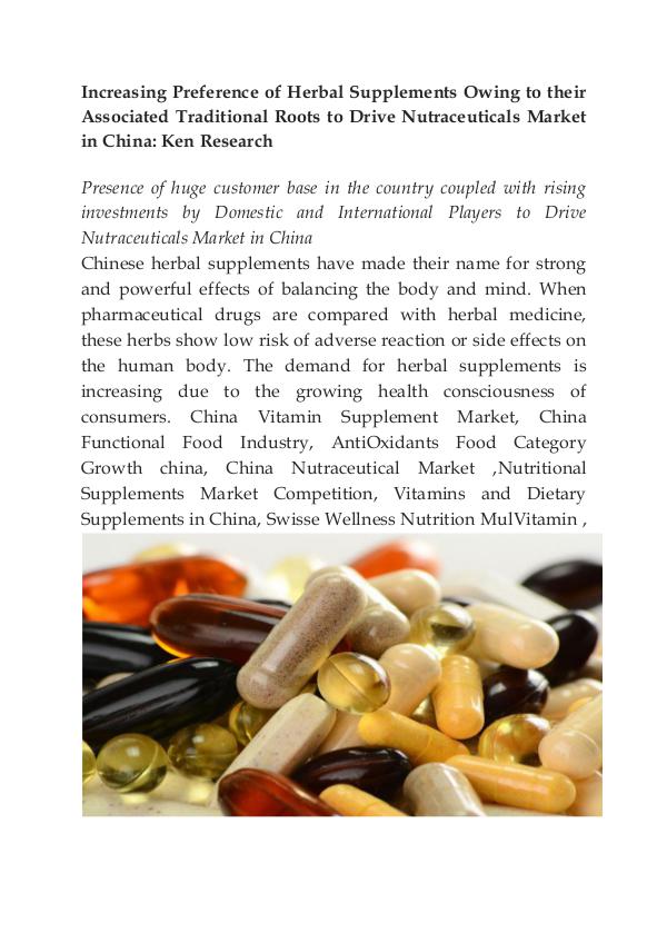 Market Research Report China Nutritional Supplements Market,Export Nutrit