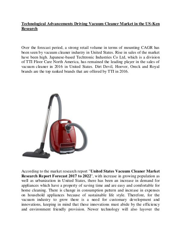 Market Research Report United States Vacuum Cleaner Market competition,US