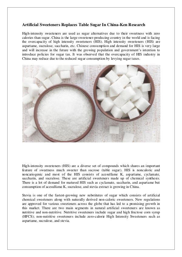 Market Research Report China Artificial sweeteners market research,China
