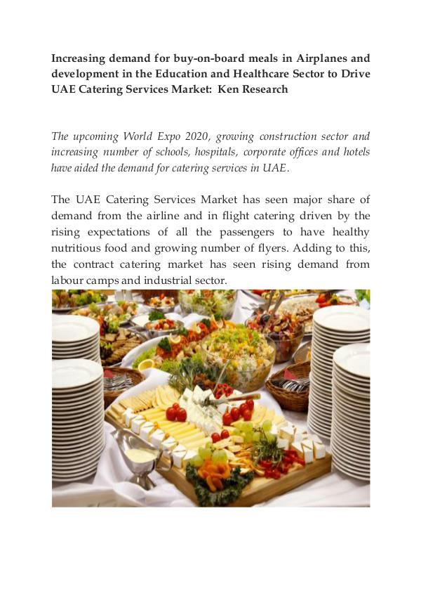 Market Research Report Catering Service Providers in UAE, UAE Catering Co