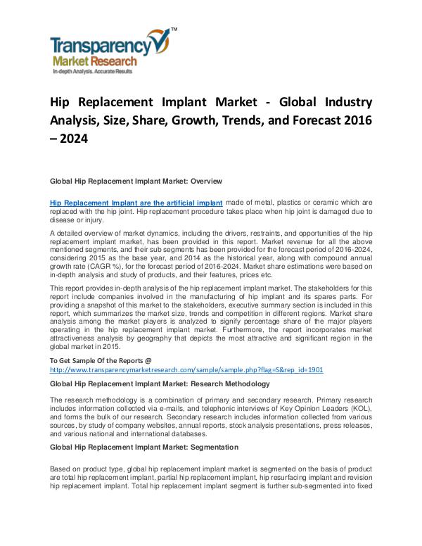 Hip Replacement Implant Market Growth, Price, Demand, and Analysis Hip Replacement Implant Market