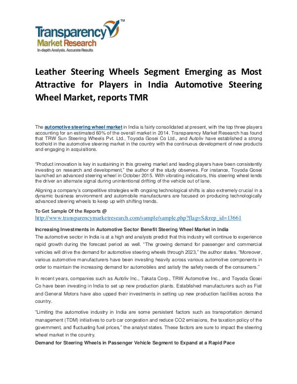 Automotive Steering Wheel Market Growth, Trends and Forecast Automotive Steering Wheel Market