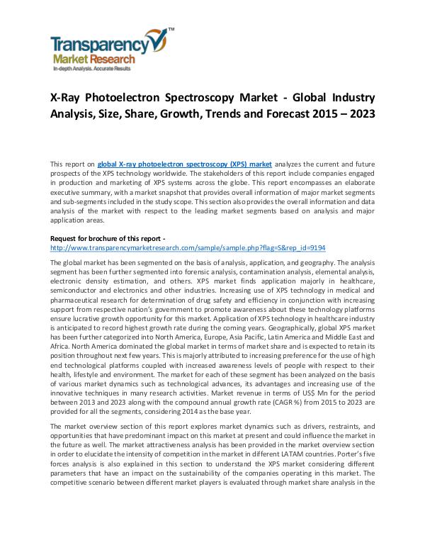 X-Ray Photoelectron Spectroscopy Market Growth, Trends and Forecast X-Ray Photoelectron Spectroscopy Market