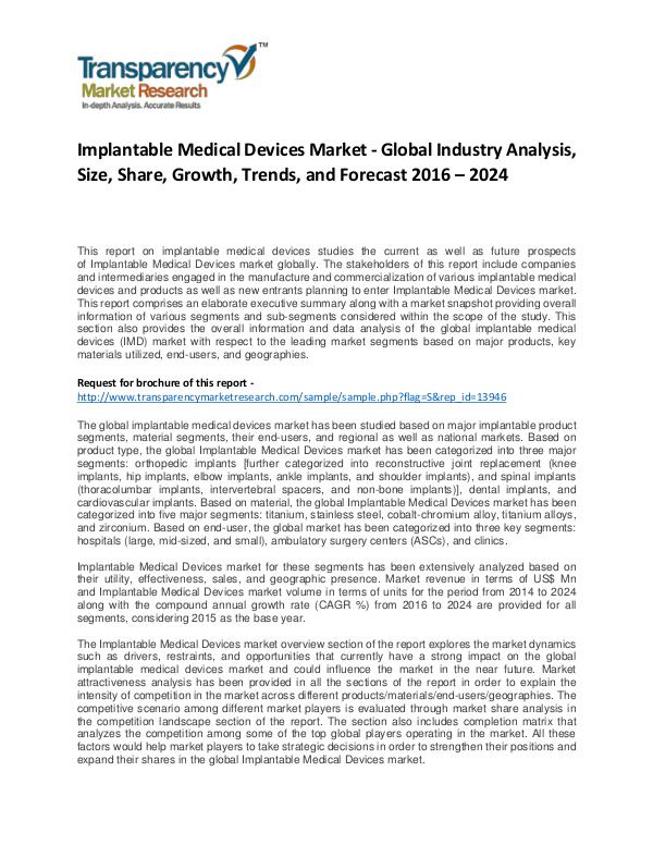 Implantable Medical Devices Market Growth, Trend, and Forecast 2024 Implantable Medical Devices Market - Global Indust