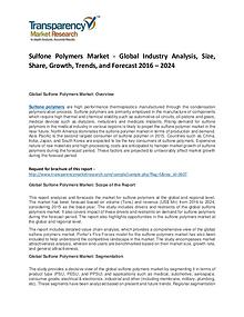 Sulfone Polymers Market Growth, Trend, and Forecast To 2024