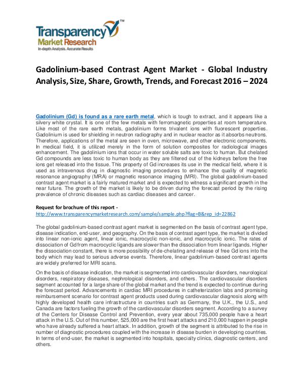 Gadolinium-based Contrast Agent Market Growth and Forecasts To 2027 Gadolinium-based Contrast Agent Market - Global In