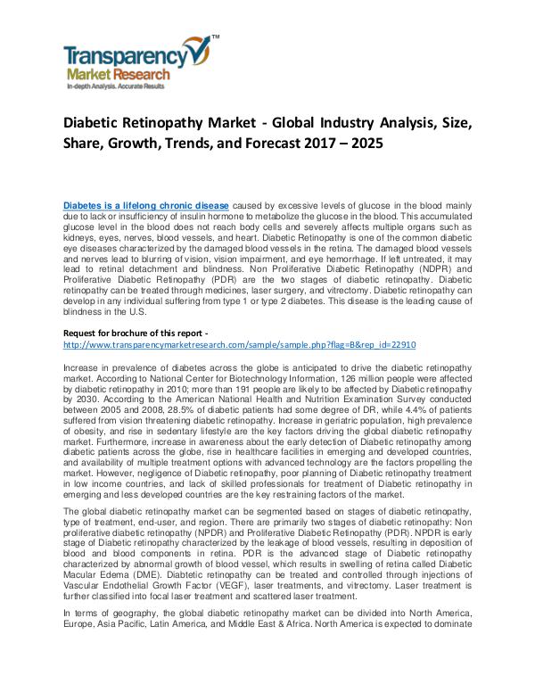 Diabetic Retinopathy Market Growth, Price and Forecasts To 2025 Diabetic Retinopathy Market - Global Industry Anal