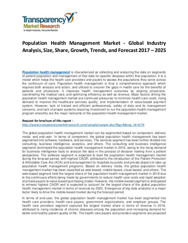 Population Health Management Market Growth, Trend  and Forecast Population Health Management Market - Global Indus