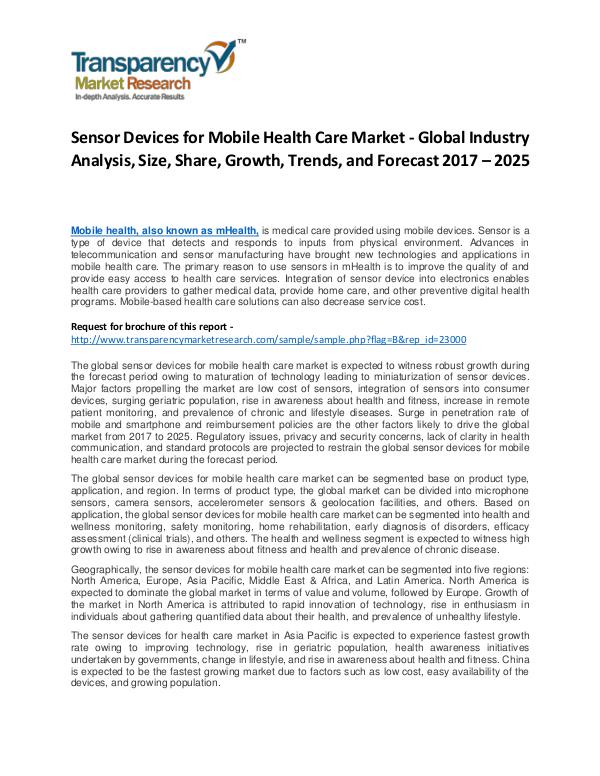 Sensor Devices for Mobile Health Care Market Growth and Forecast Sensor Devices for Mobile Health Care Market - Glo