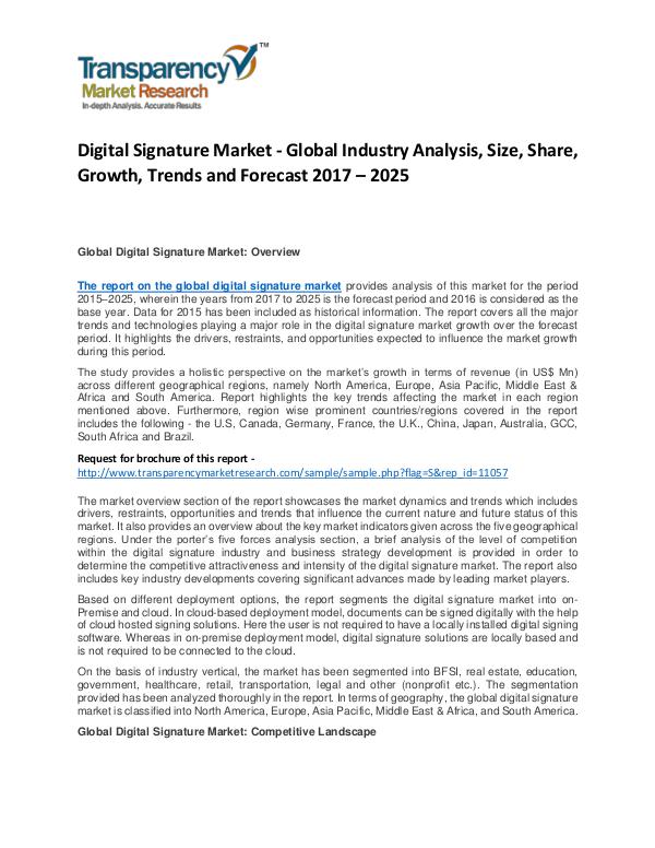 Global Digital Signature Market 2017 Analysis and Forecast to 2025 Digital Signature Market - Global Industry Analysi