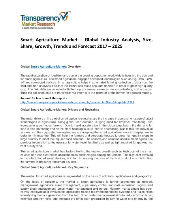 Smart Agriculture Market 2017 Analysis and Forecast to 2025 Smart Agriculture Market - Global Industry Analysi
