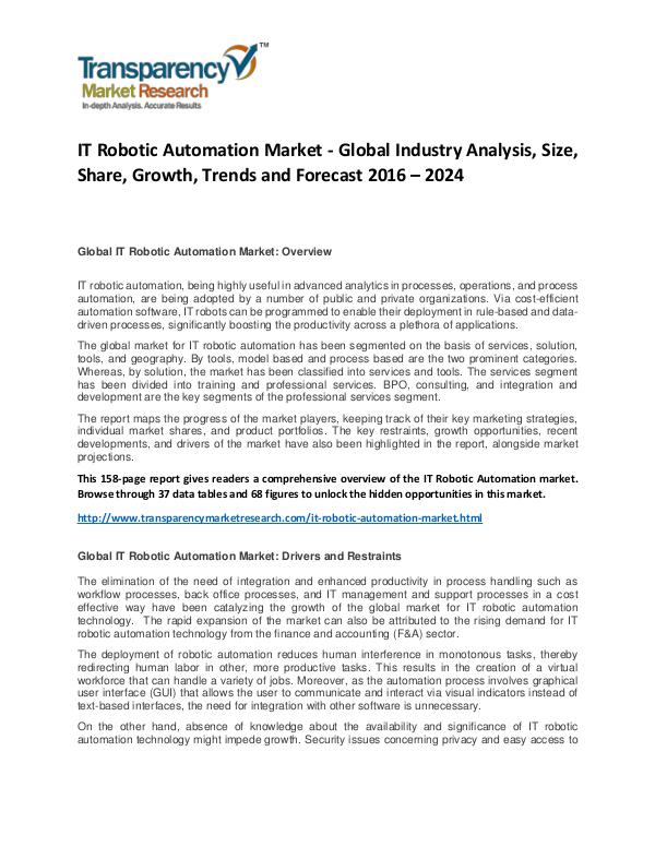 IT Robotic Automation Market Size, Share, Demand and Forecast IT Robotic Automation Market - Global Industry Ana