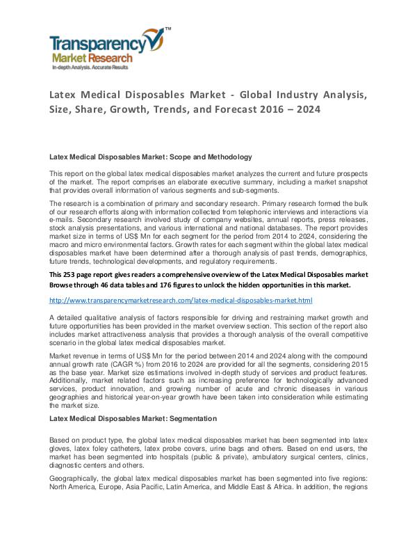 Latex Medical Disposables Market Trends and Industry Forecast Latex Medical Disposables Market - Global Industry