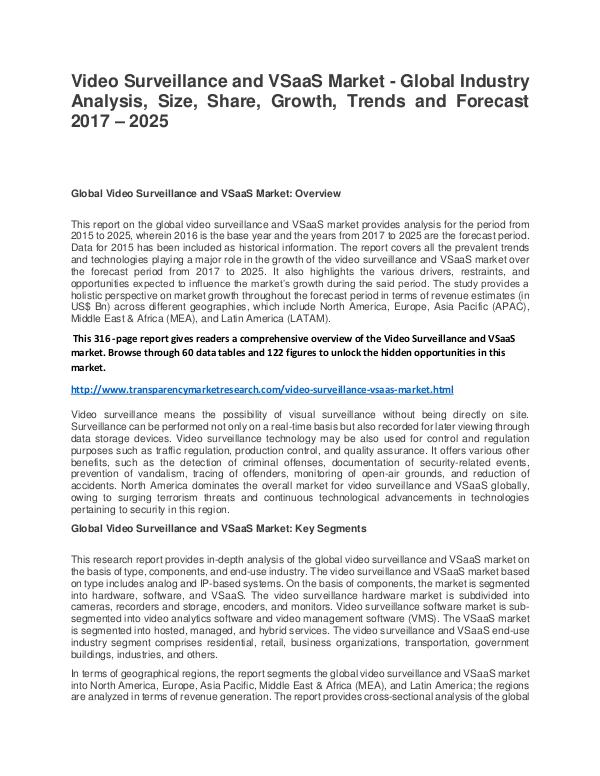 Video Surveillance and VSaaS  Market Size, Share, Trend and Forecast Video Surveillance and VSaaS Market - Global Indus