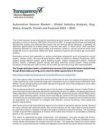 Automotive Sensors Global Market Analysis 2015 and Forecasts to 2021