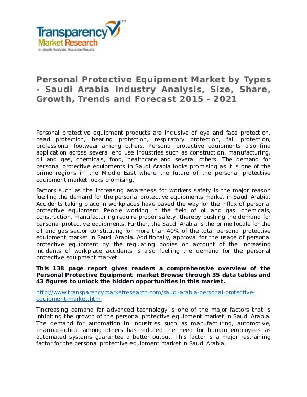 Personal Protective Equipment Market Growth, Trends and Forecast 2015 Personal Protective Equipment Market by Types - Sa