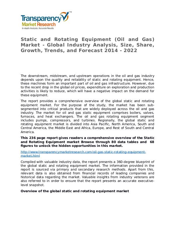 Static and Rotating Equipment Market 2015 Static and Rotating Equipment (Oil and Gas) Market