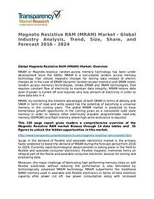 Magneto Resistive RAM Global Analysis & Forecast to 2024