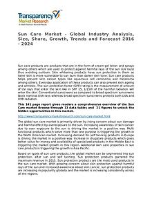 Sun Care Global Analysis & Forecast to 2024 Market Research Report