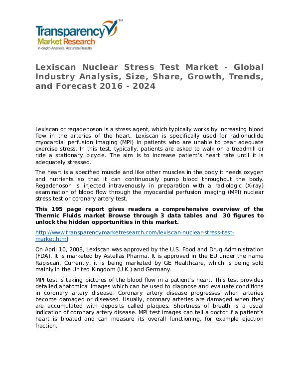 Lexiscan Nuclear Stress Test Global Analysis & Forecast to 2024 Lexiscan Nuclear Stress Test Market - Global Indus