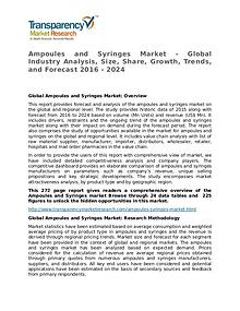 Ampoules and Syringes: Global Industry Analysis and Forecast