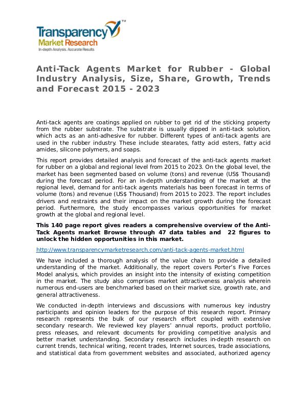 Anti-Tack Agents Market for Rubber 2015 Market Anti-Tack Agents Market for Rubber - Global Indust