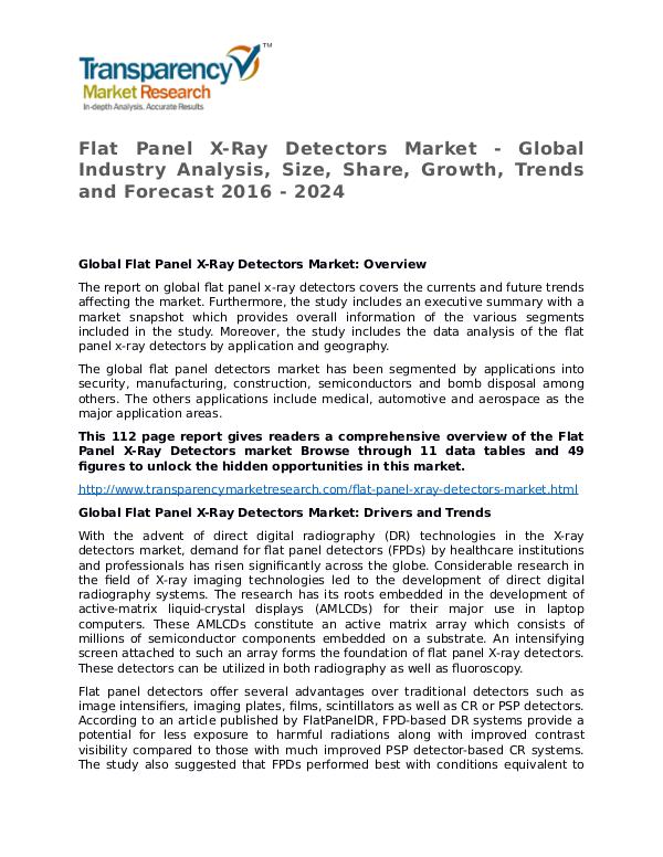 Flat Panel X-Ray Detectors Market Research Report and Forecast Flat Panel X-Ray Detectors Market - Global Industr