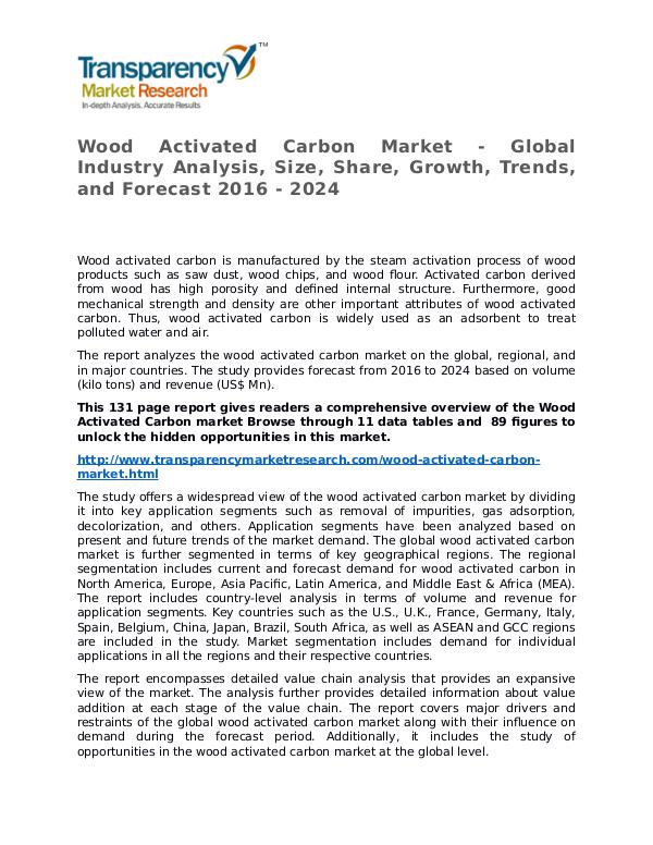 Wood Activated Carbon Market Research Report and Forecast up to 2024 Wood Activated Carbon Market - Global Industry Ana